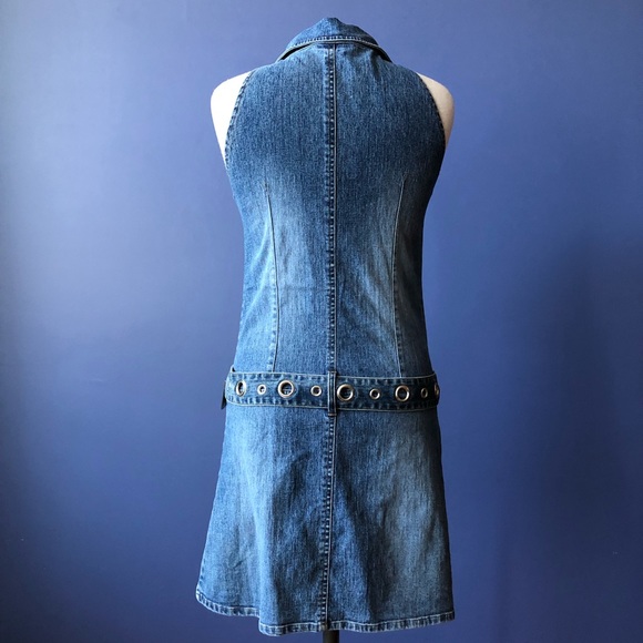 Denim Mini Dress Blue Jean 90’s Retro - Picture 2 of 10